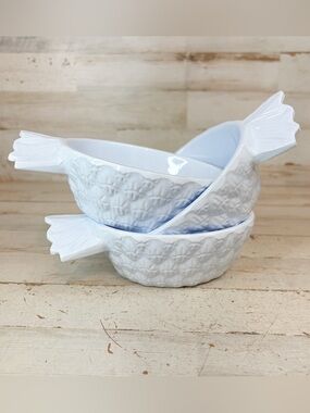 Lot Of 3 At Home Melamine White Pineapple Serving Bowl Dip Candy Dish